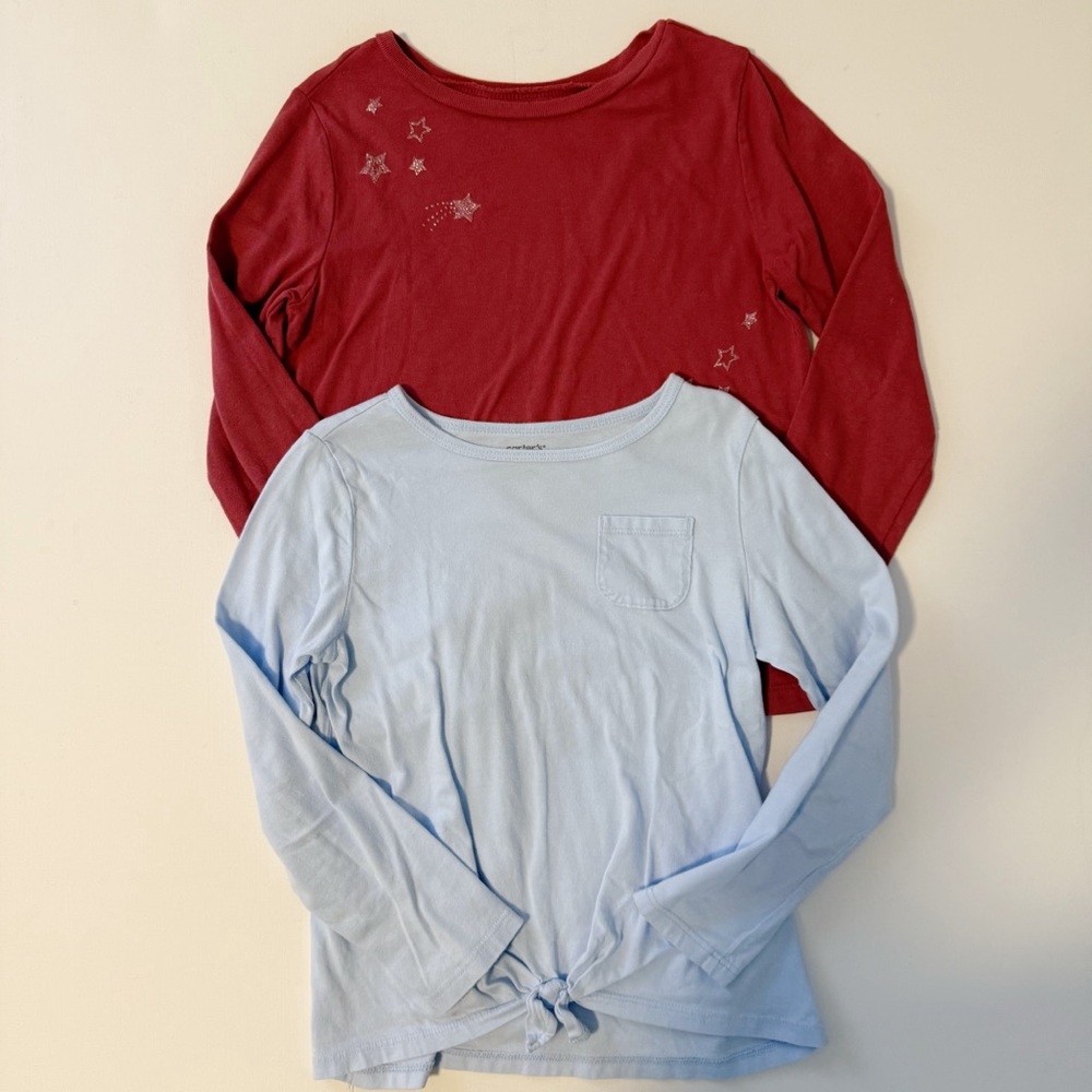 Oshkosh Carter set of 2 long sleeve tshirt blue red size 8Y
